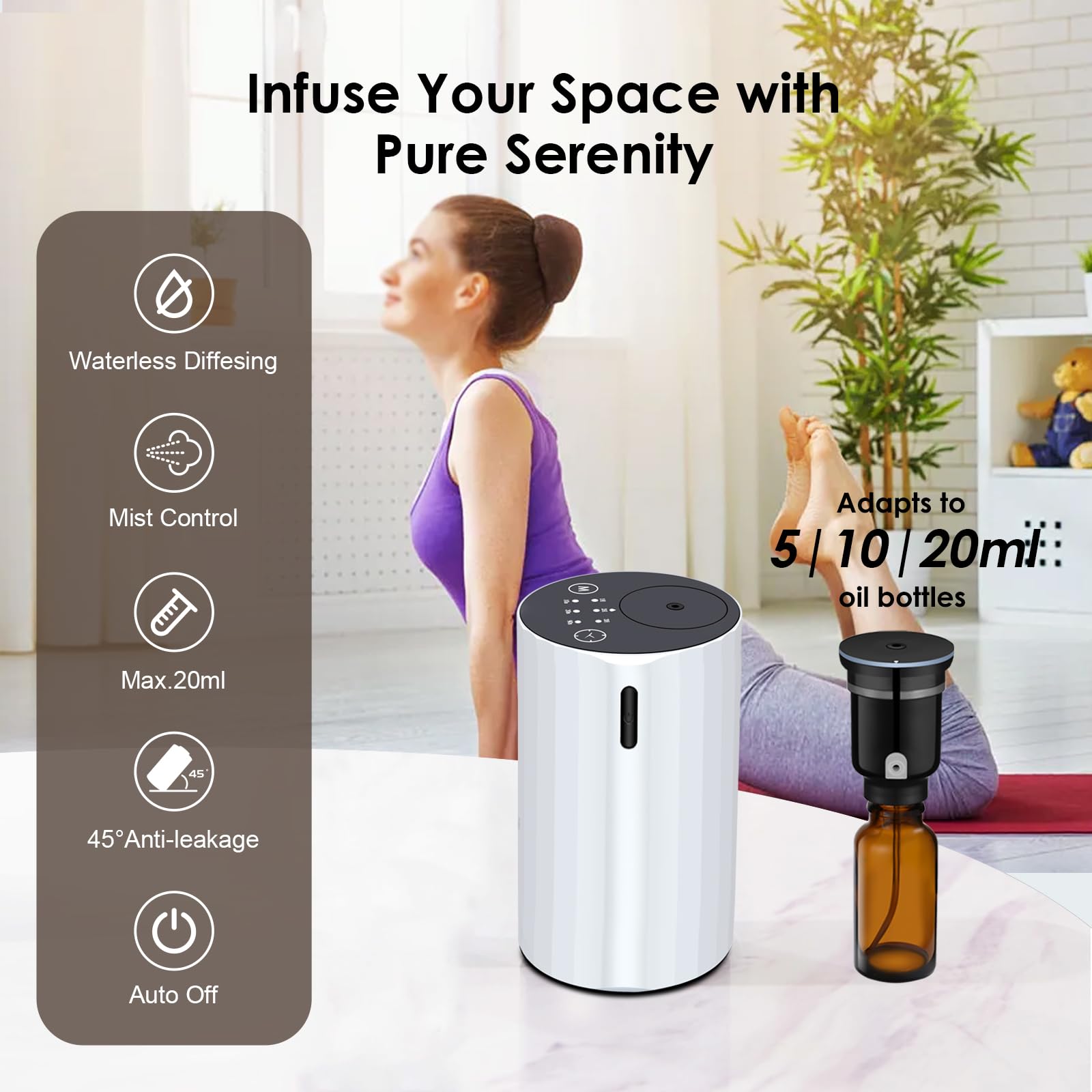 GMSYSW waterless diffuser USB-C charging for flexible power options