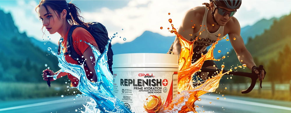 Dissolving GMU SPORT Replenish+ Lemon Lime powder in water
