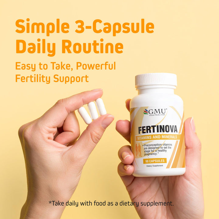 GMU Global Medics Fertinova halal-certified badge signaling trusted prenatal support.