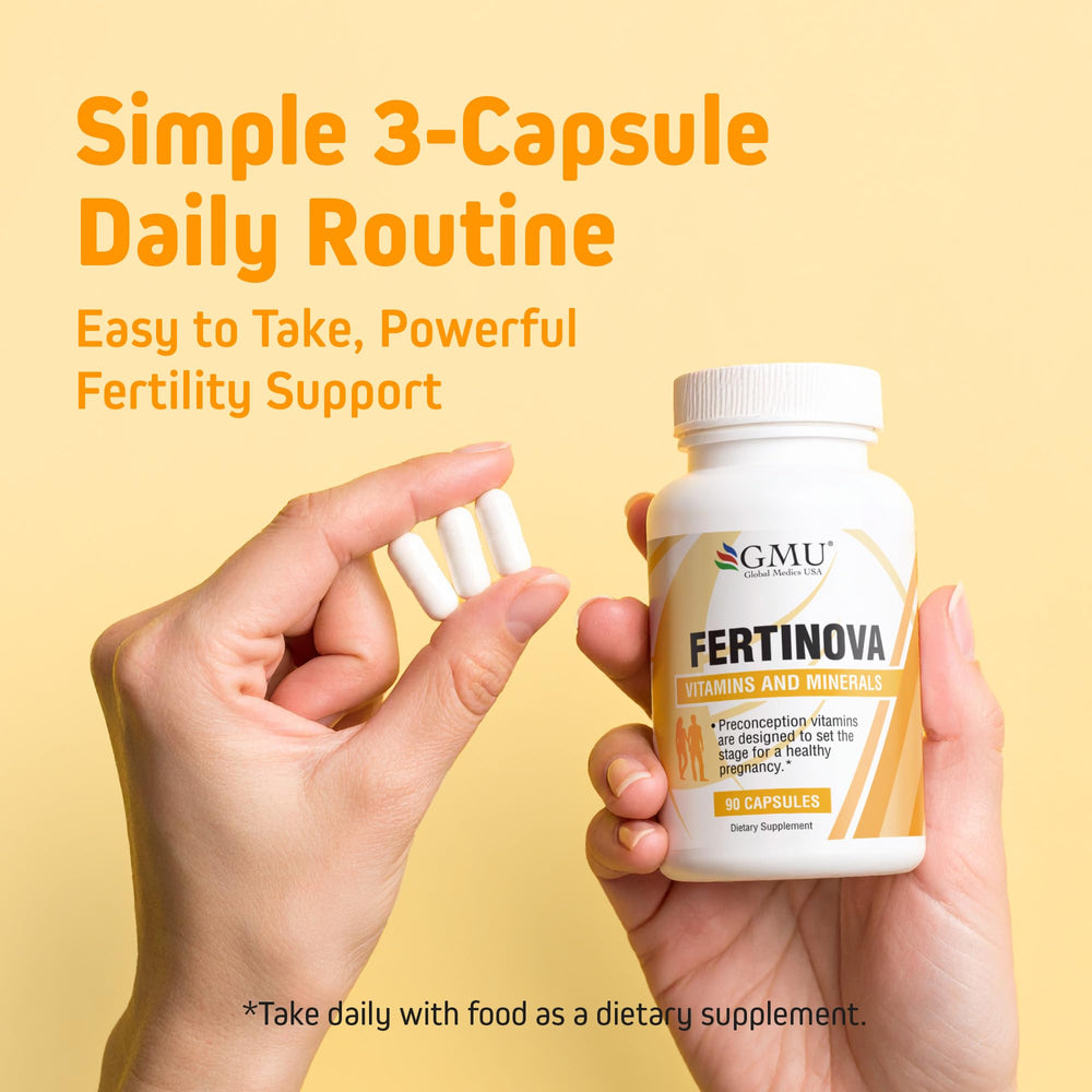 GMU Global Medics Fertinova halal-certified badge signaling trusted prenatal support.
