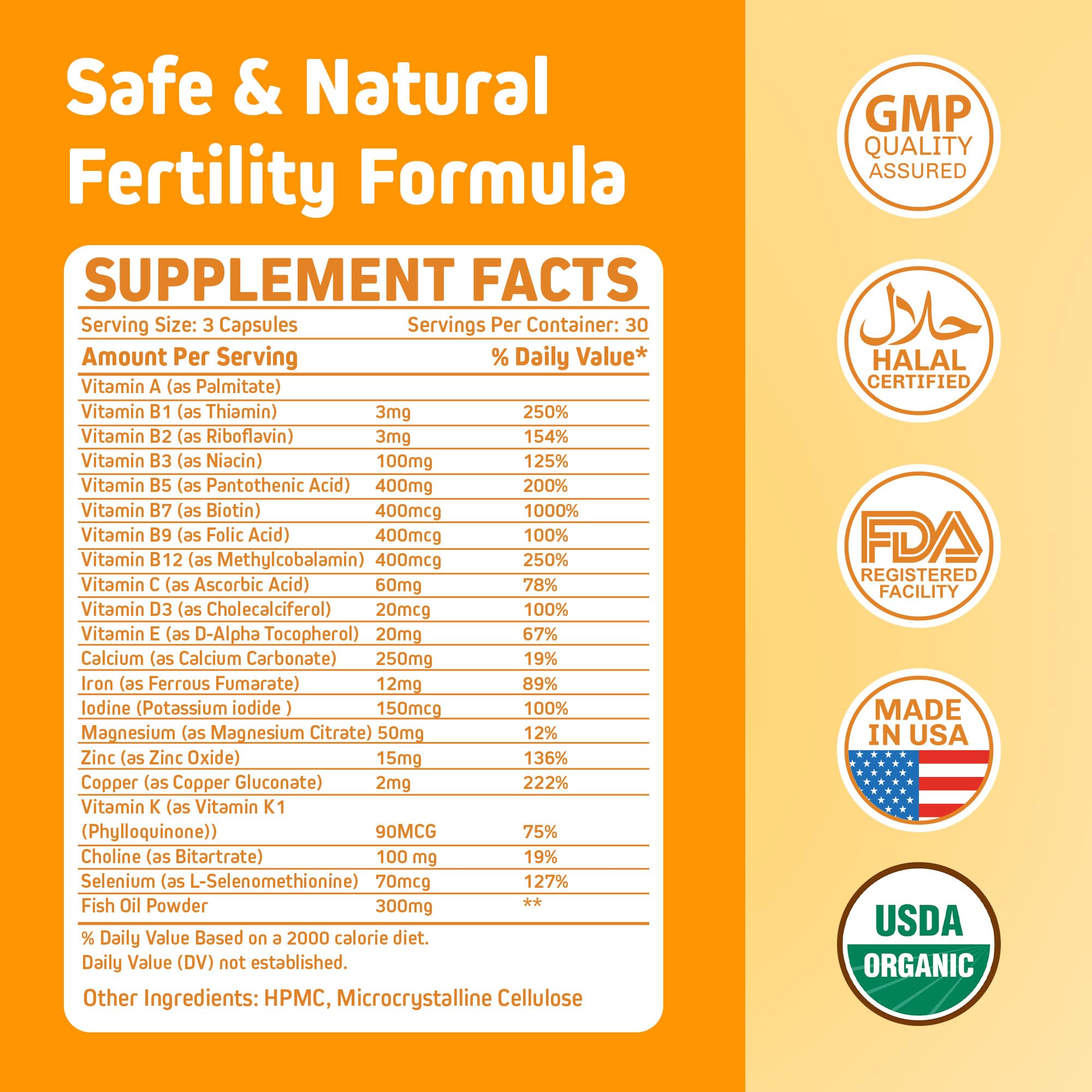 GMU Global Medics Fertinova open packaging reveals 90 capsules.