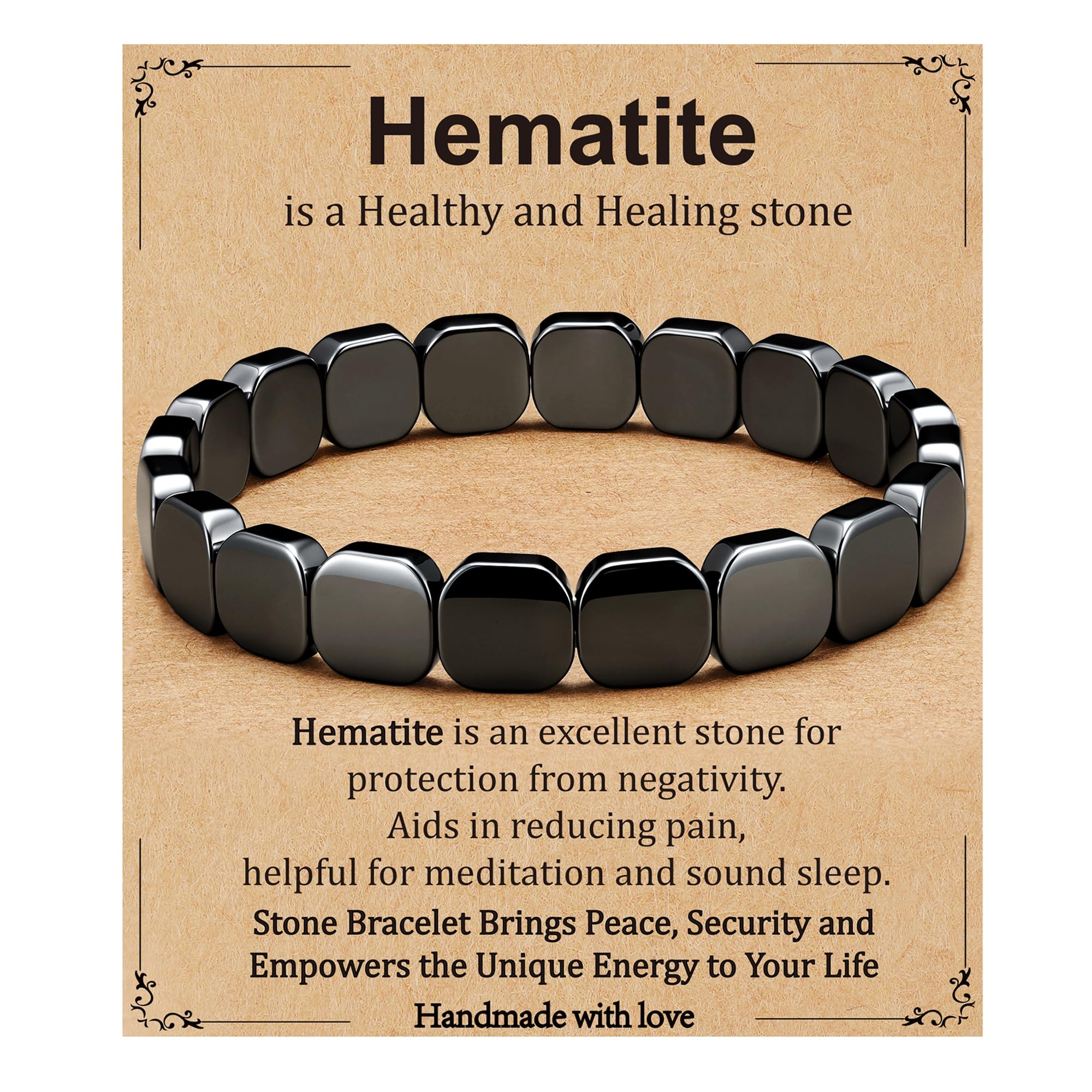 Gnamy Hematite Bracelet for Men close-up of polished beads for refined style.