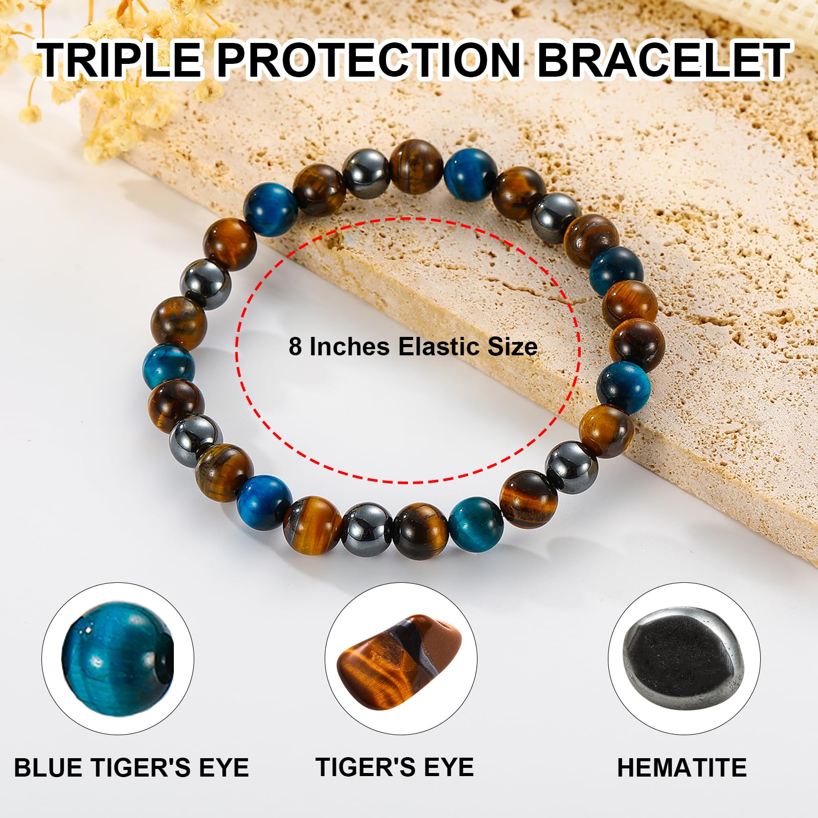 Gnamy tiger eye bead close-up highlights vibrant color and mood support
