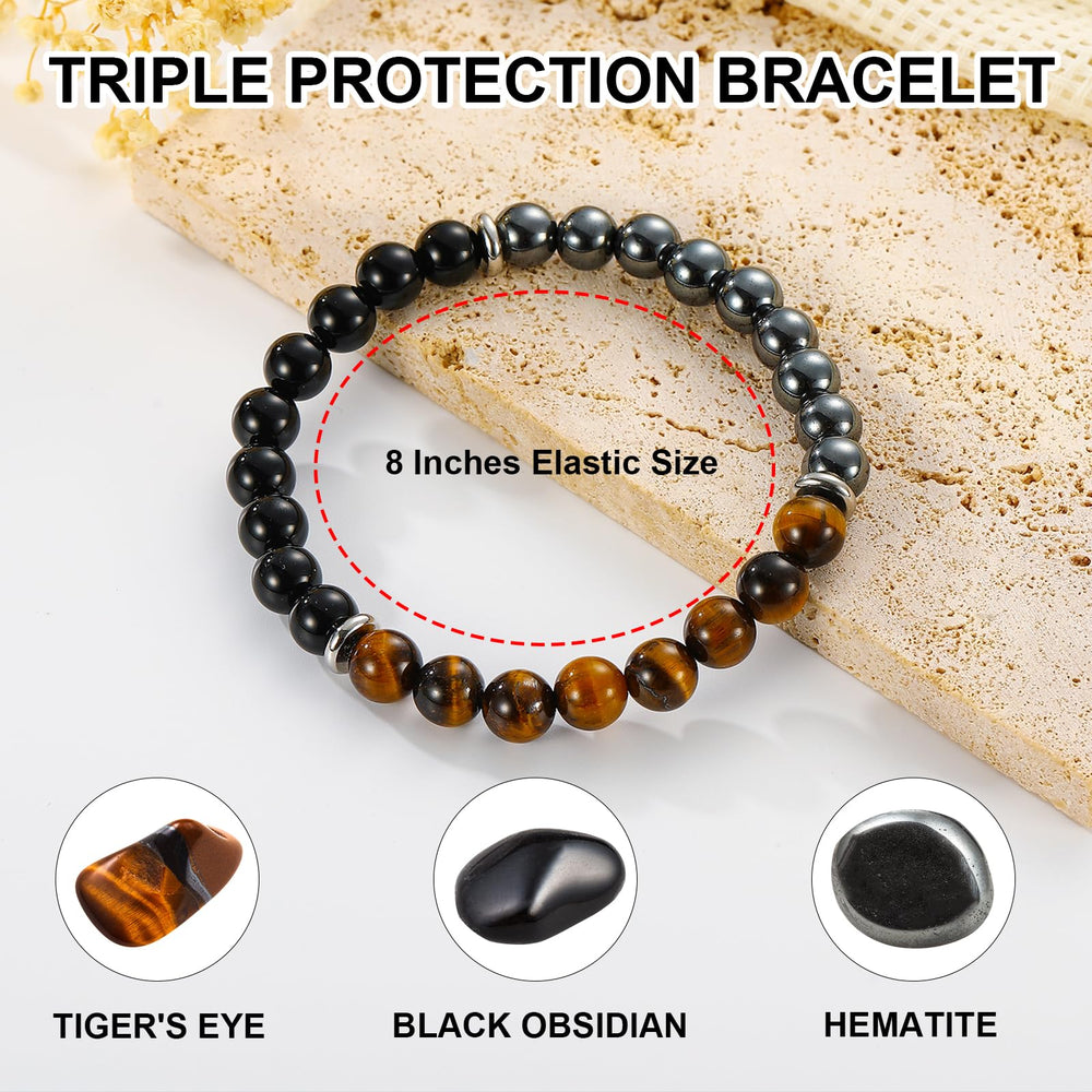 Gnamy triple protection bracelet black obsidian detail highlighting durable design