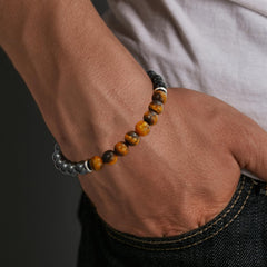 Gnamy hematite beaded texture close-up for subtle versatile men's jewelry