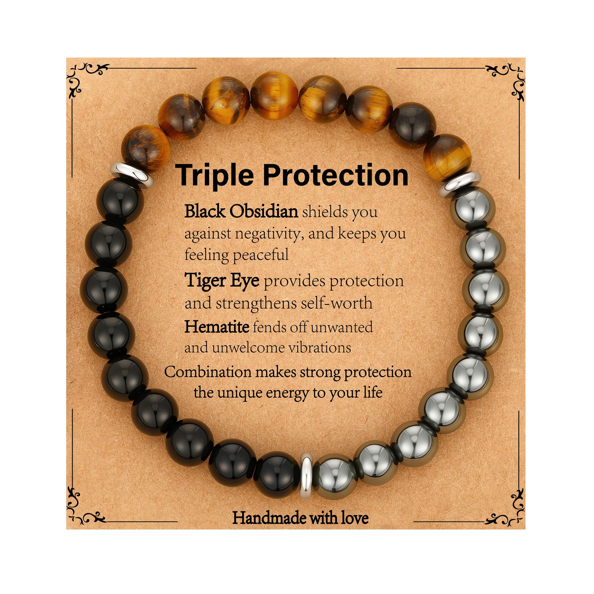 Gnamy triple protection bracelet hematite close-up for everyday balance and style
