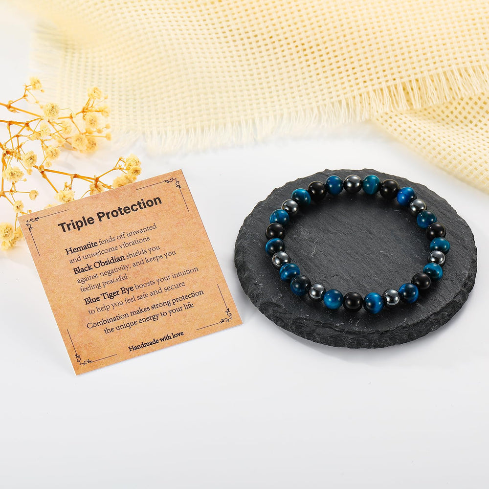 Gnamy bracelet hematite close-up highlighting grounding, calm, and emotional balance.