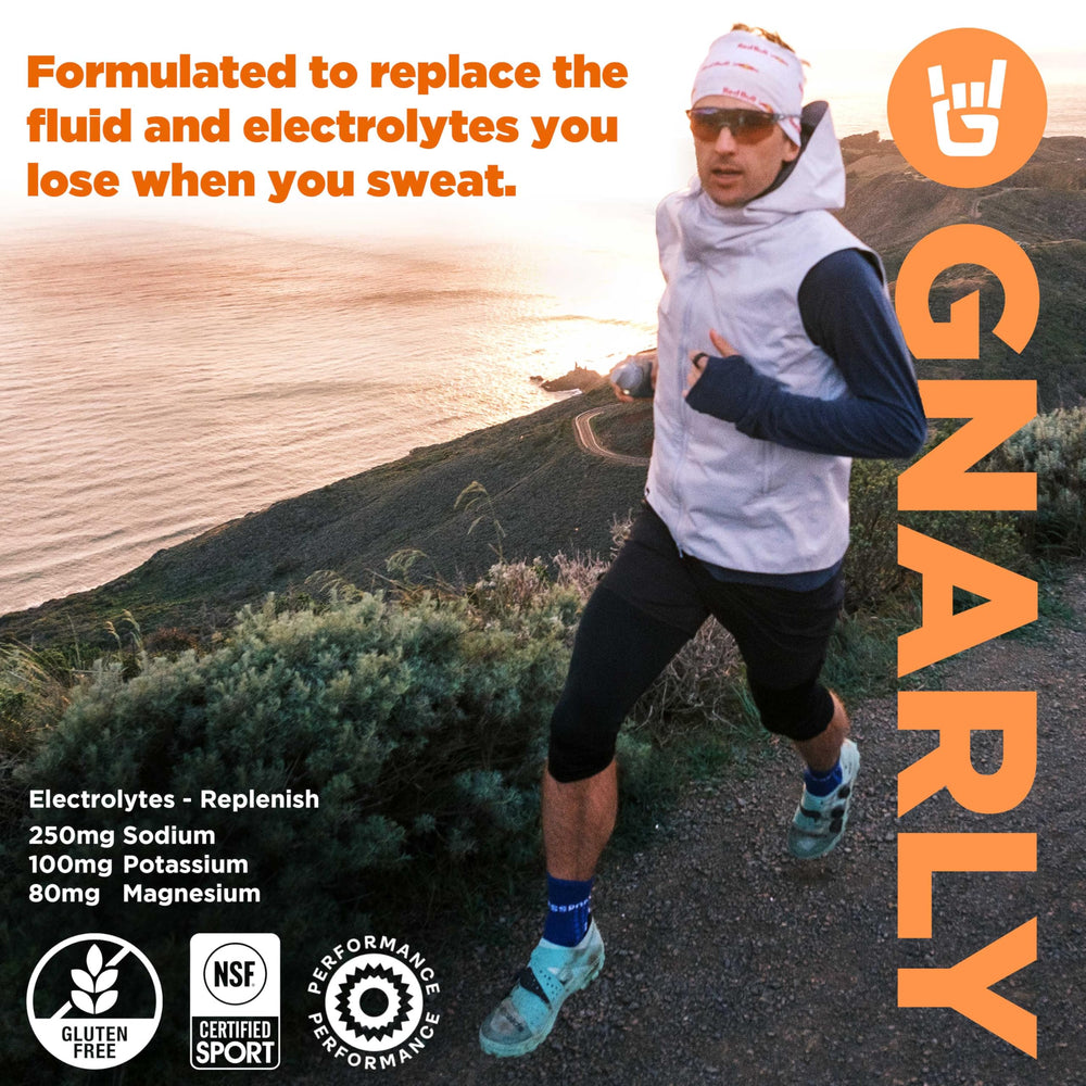 Close-up of the orange pineapple flavor label with NSF certification.