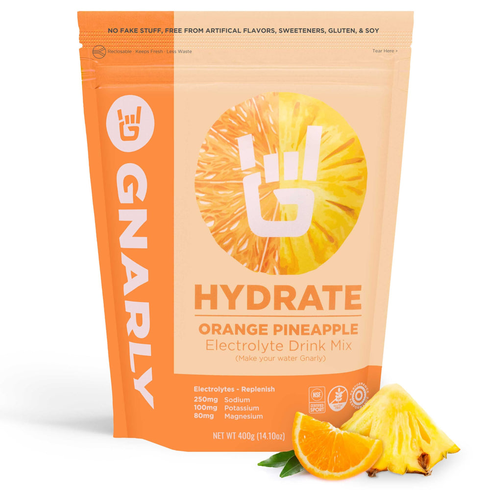 Gnarly Hydrate electrolyte bottle front view for daily hydration.