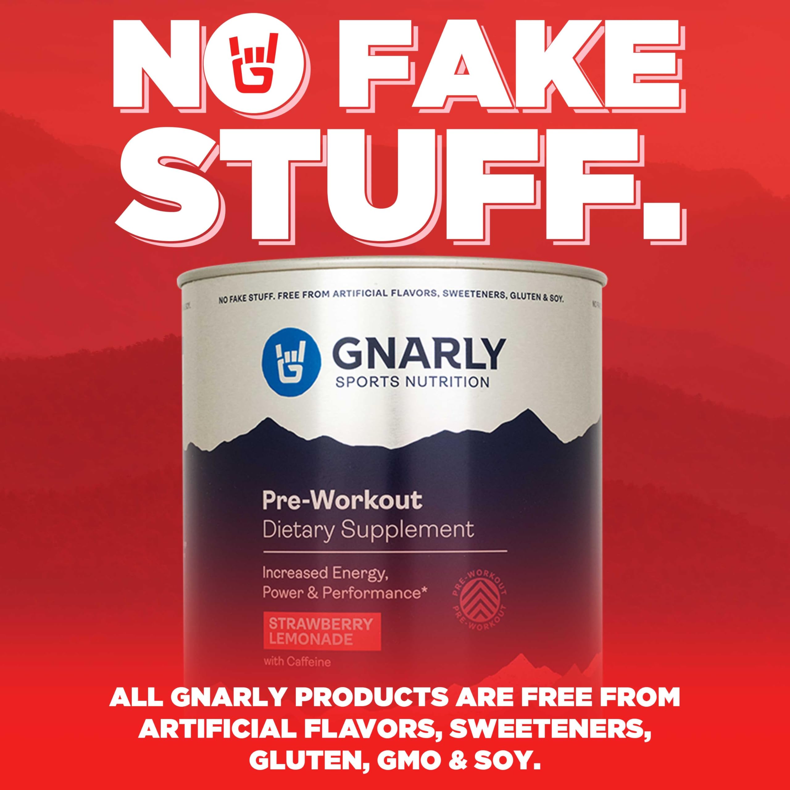 Gnarly logo on bottle in gym setting signaling premium nutrition