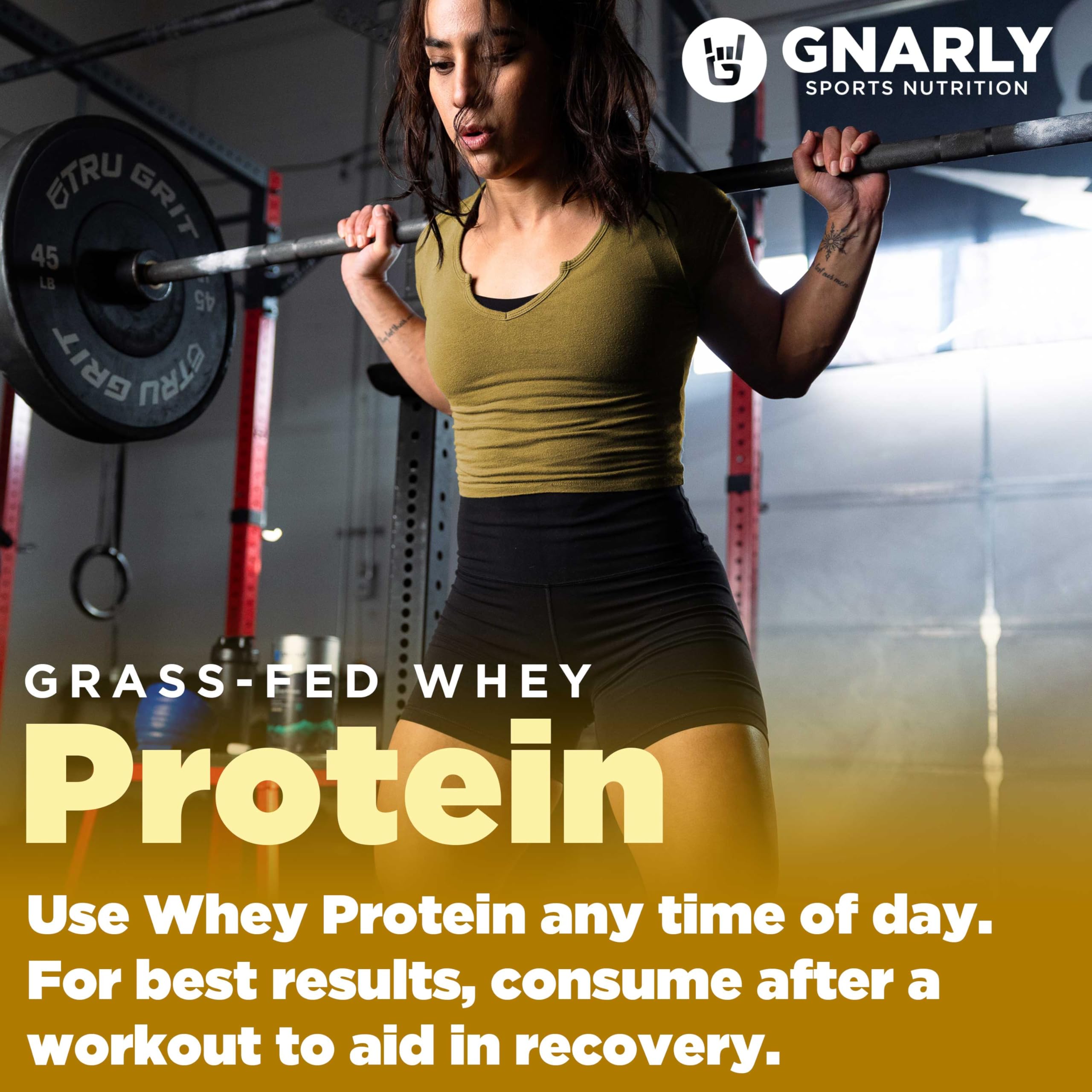 Ingredients panel on Gnarly chocolate protein powder tub