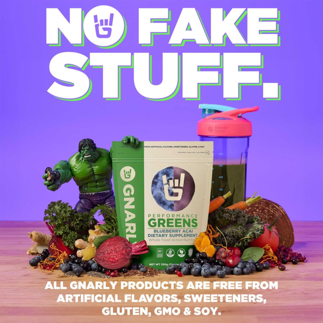Serving ideas for Gnarly Greens in smoothies, bowls, and snacks