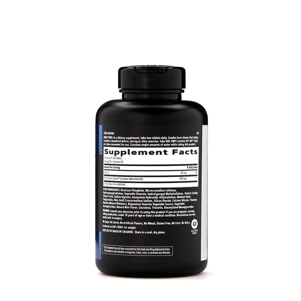 GNC AMP Creatine HCl 189 servings confirms convenient workout supplementation.
