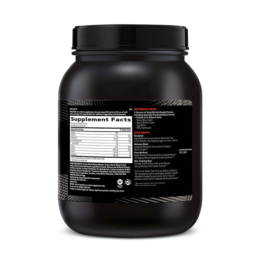 GNC AMP Sustained Cinnamon Toast scoop for quick and extended muscle fuel