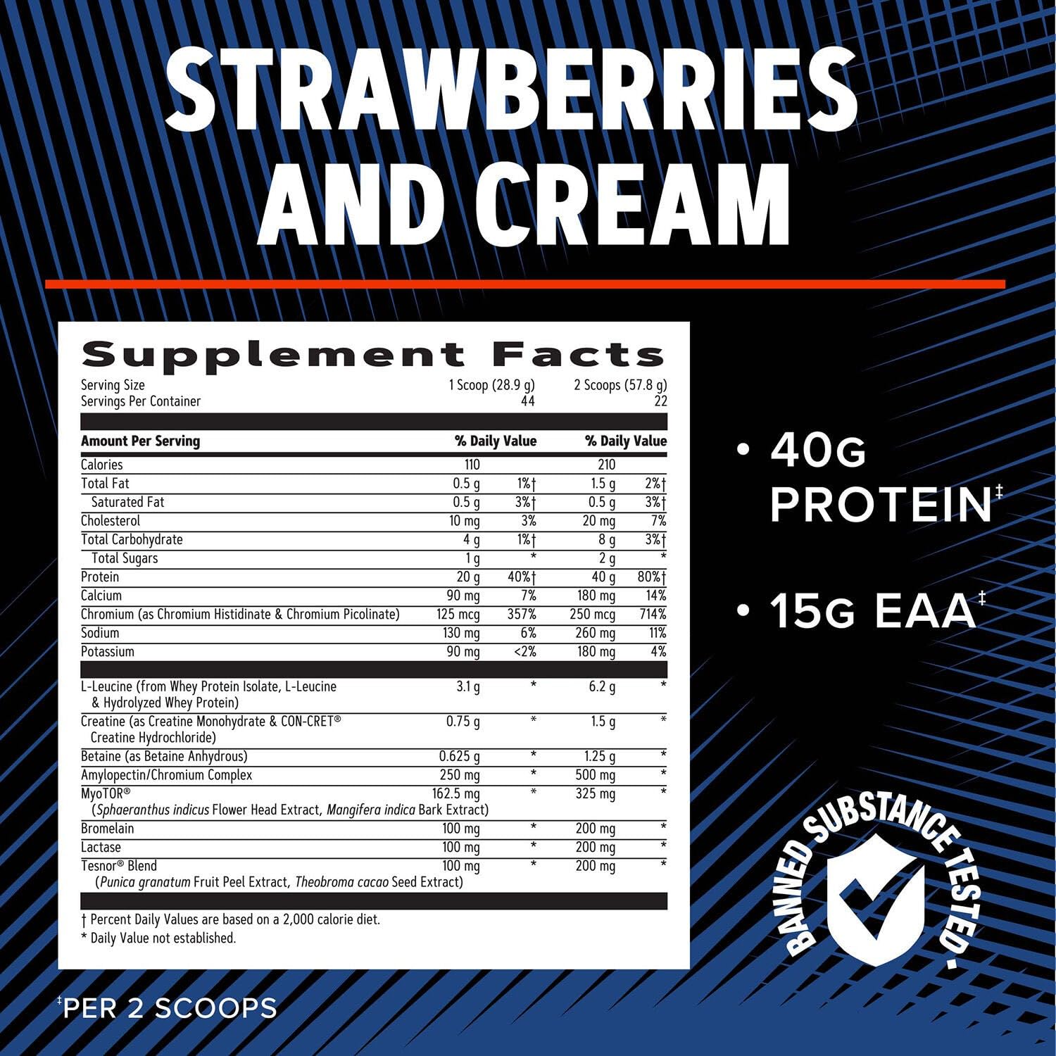 Serving scoop over powder for easy, accurate measurement of dosage.