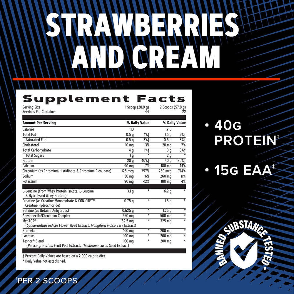 Serving scoop over powder for easy, accurate measurement of dosage.