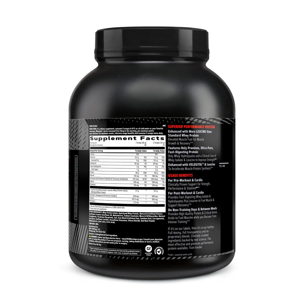 GNC AMP Wheybolic bottle-pour image showing a smooth post-workout shake.