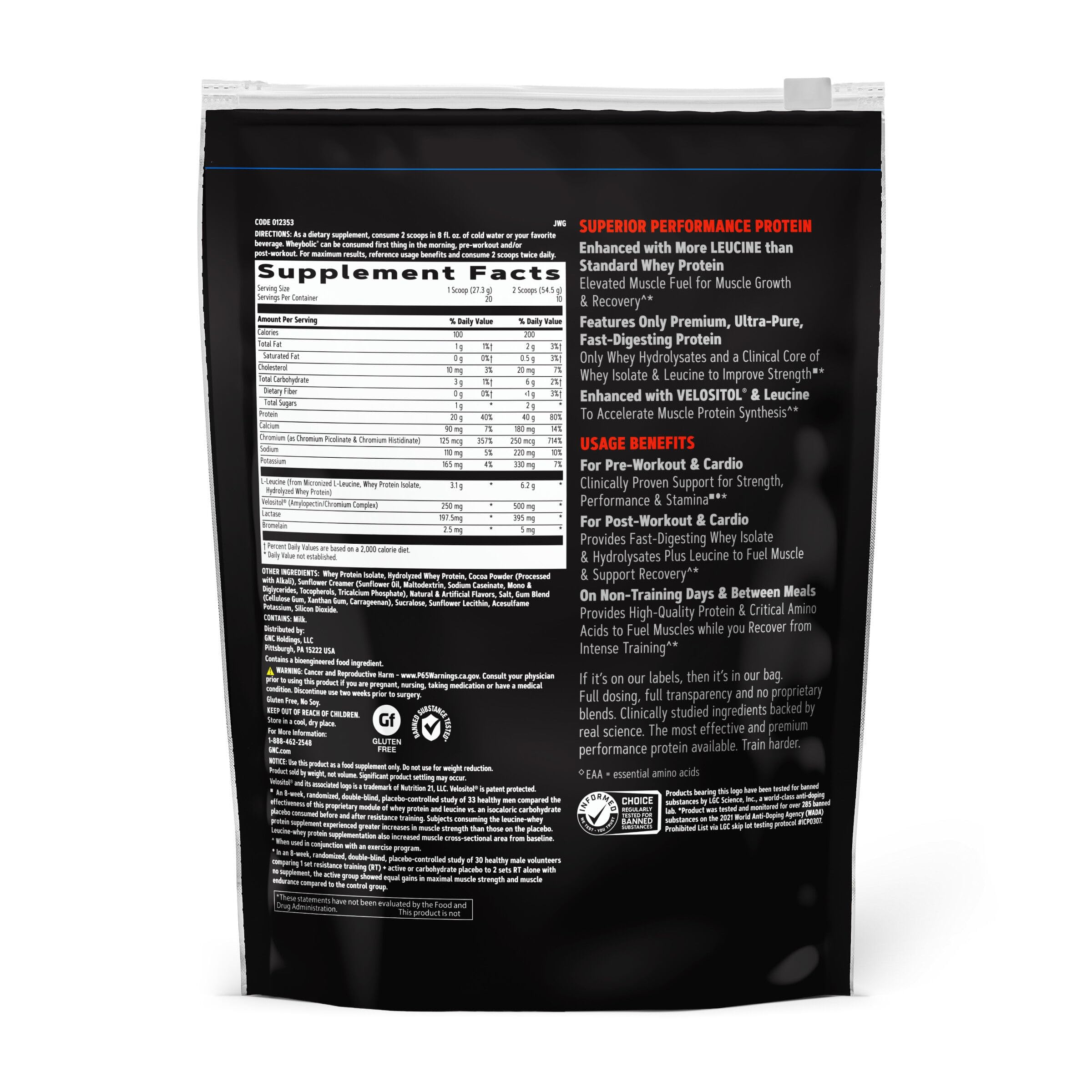 GNC Wheybolic chocolate fudge tub for daily recovery and muscle growth