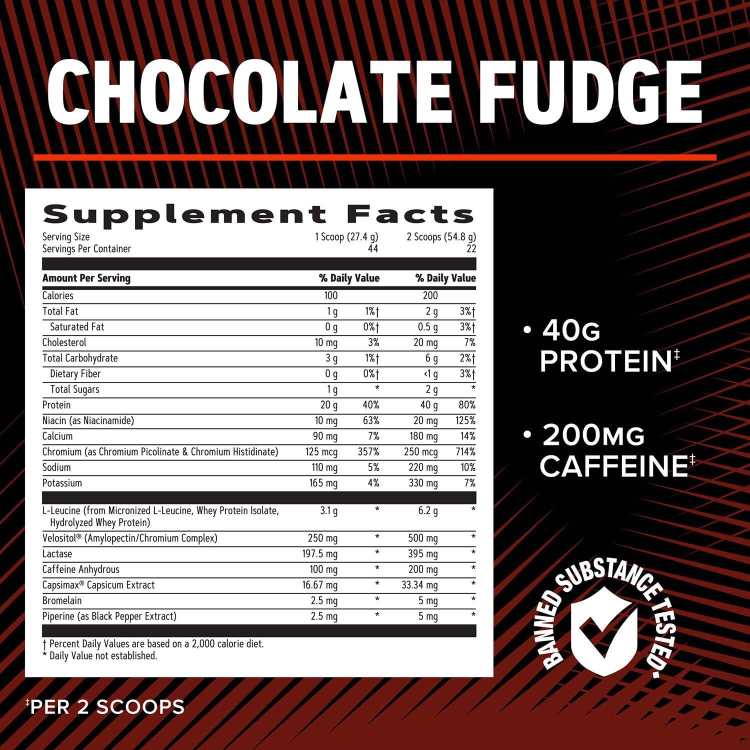 GNC AMP Wheybolic Ripped Chocolate Fudge nutrition panel showing amino acids for recovery