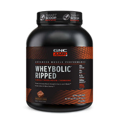 GNC AMP Wheybolic Ripped Chocolate Fudge tub front for post-workout fueling