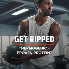GNC AMP Wheybolic Ripped Cookies and Cream scoop shows easy, accurate serving.