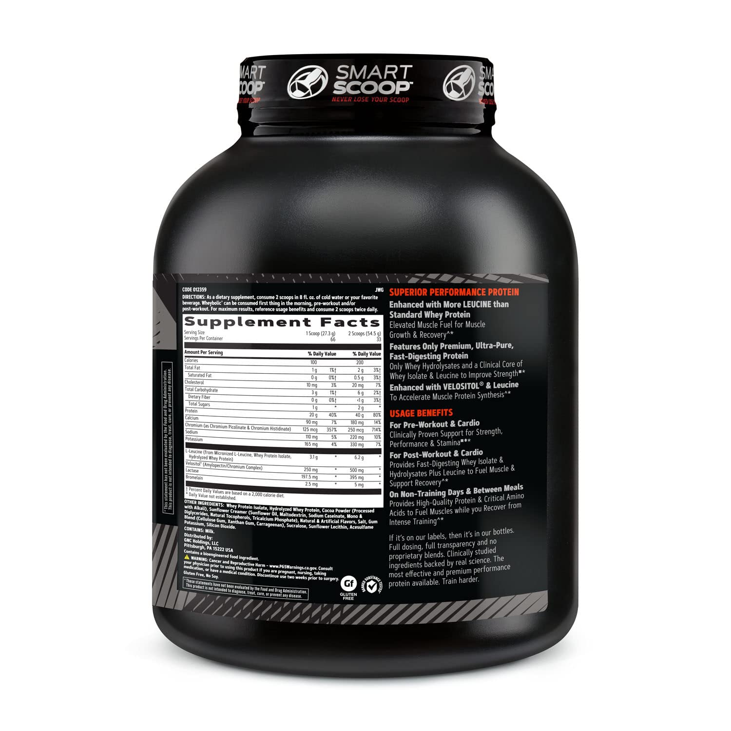 GNC AMP Wheybolic scoop close-up highlighting convenient serving size for workouts