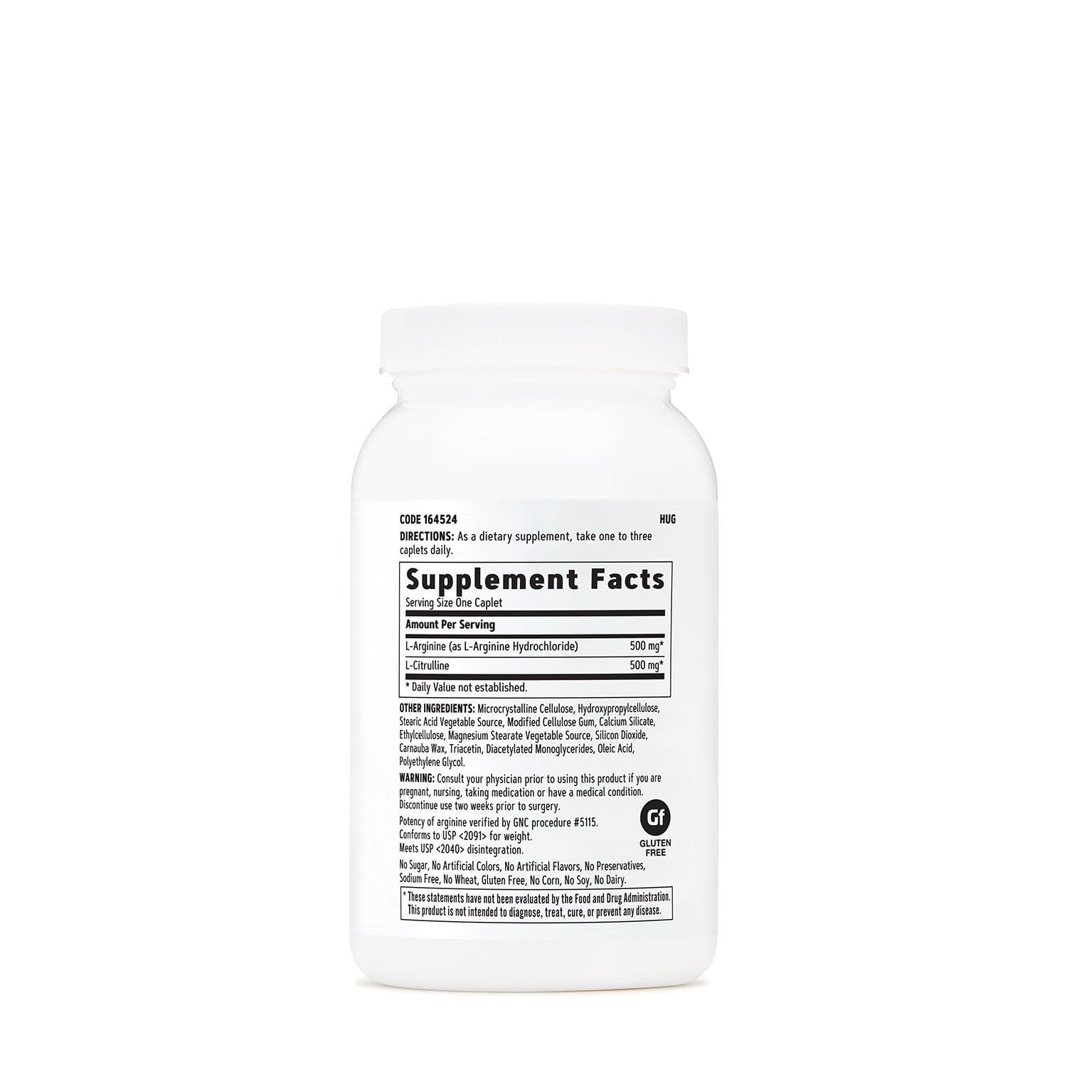 GNC bottle side view highlighting caplet format for daily use