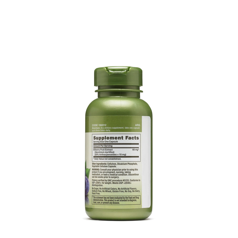 GNC bilberry capsules close-up for everyday eye health support