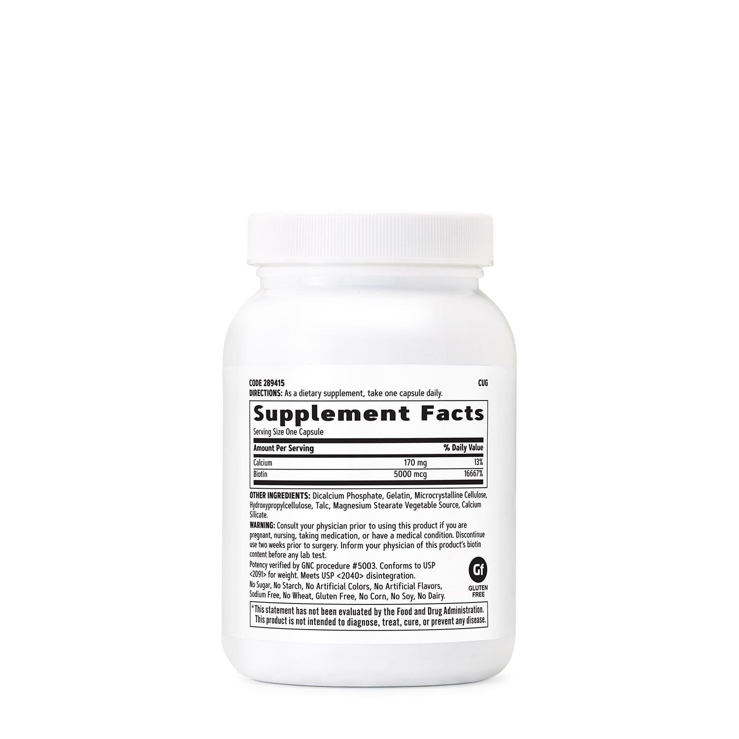 GNC Biotin 5000mcg bottle highlights daily biotin for beauty