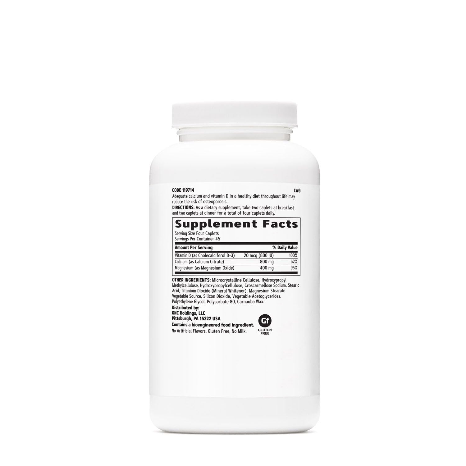 GNC Calcium Citrate Plus label highlights vitamin D-3 for better absorption.