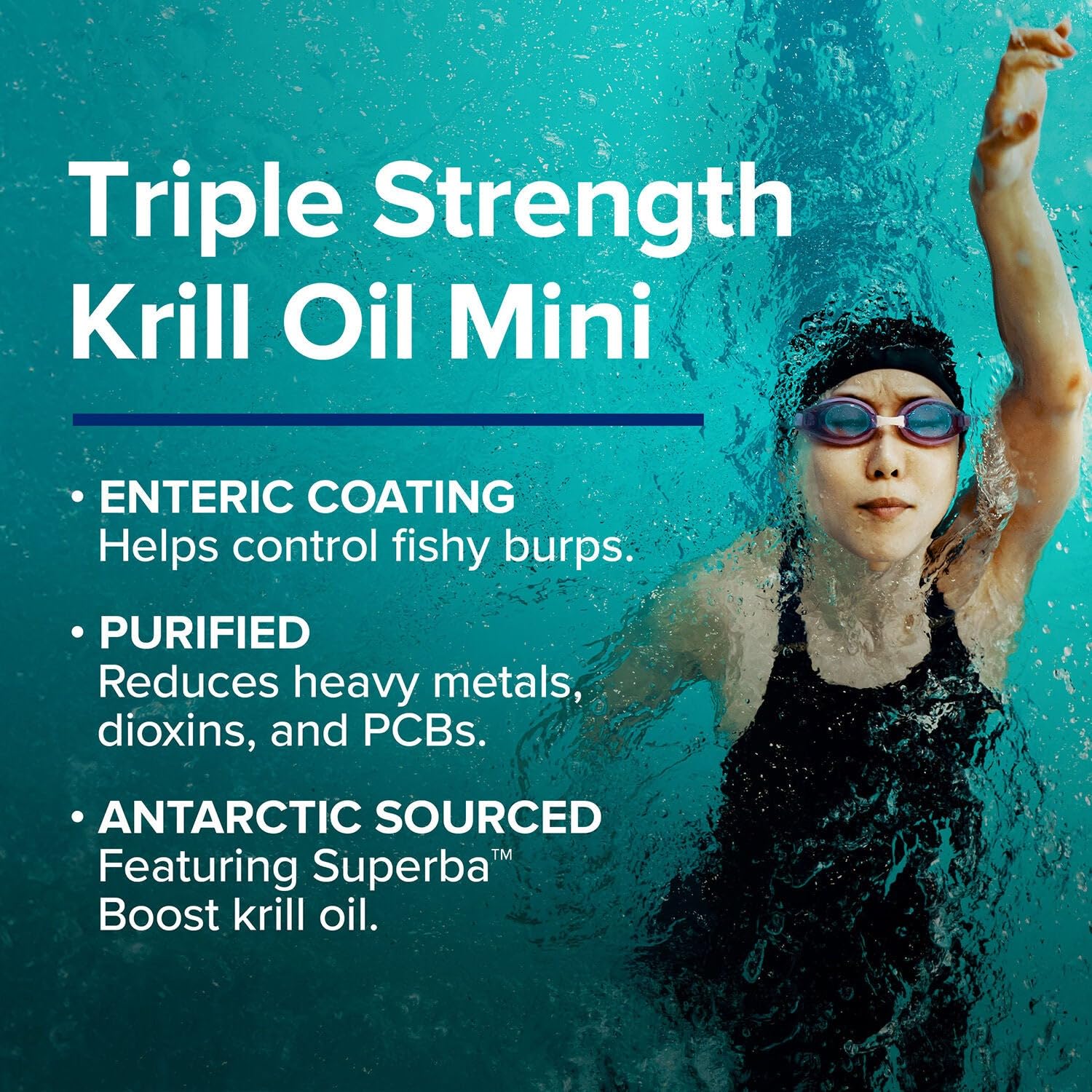 GNC certified purified krill oil label highlights contaminant testing.