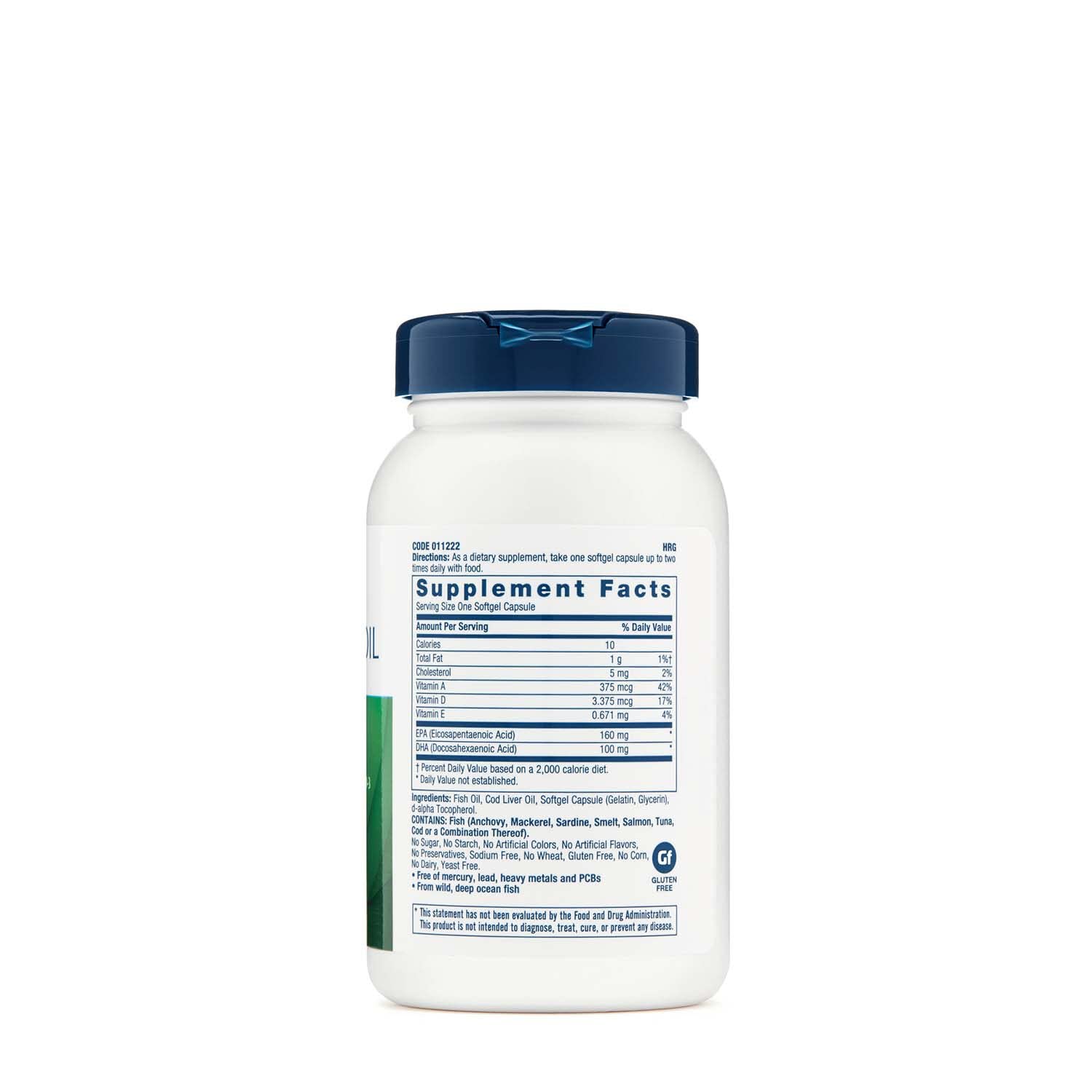 GNC Cod Liver Oil label emphasizes vitamins A and D-3 for immune support.