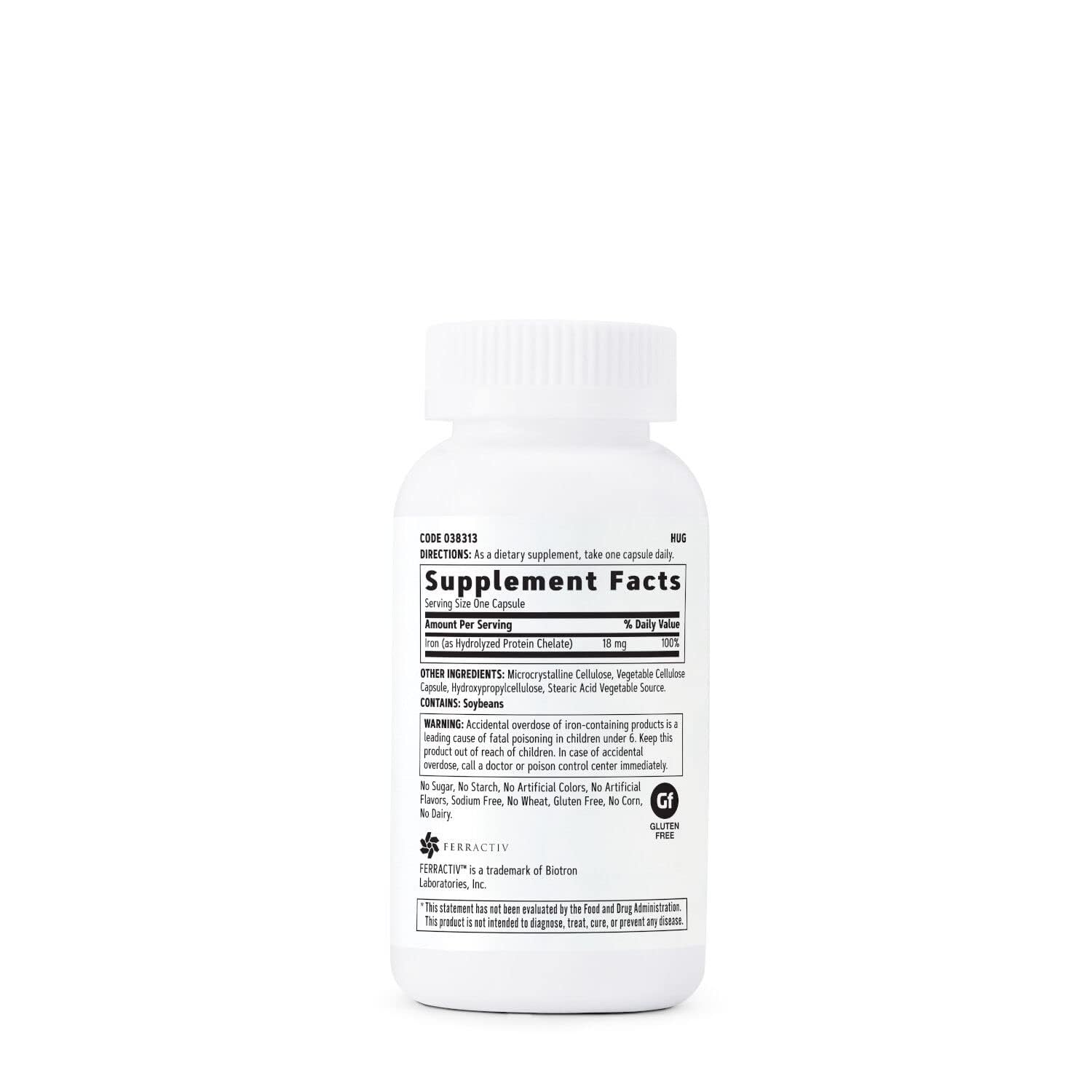 GNC Gentlesorb Iron 18mg capsules closeup highlighting vegetarian capsule form.