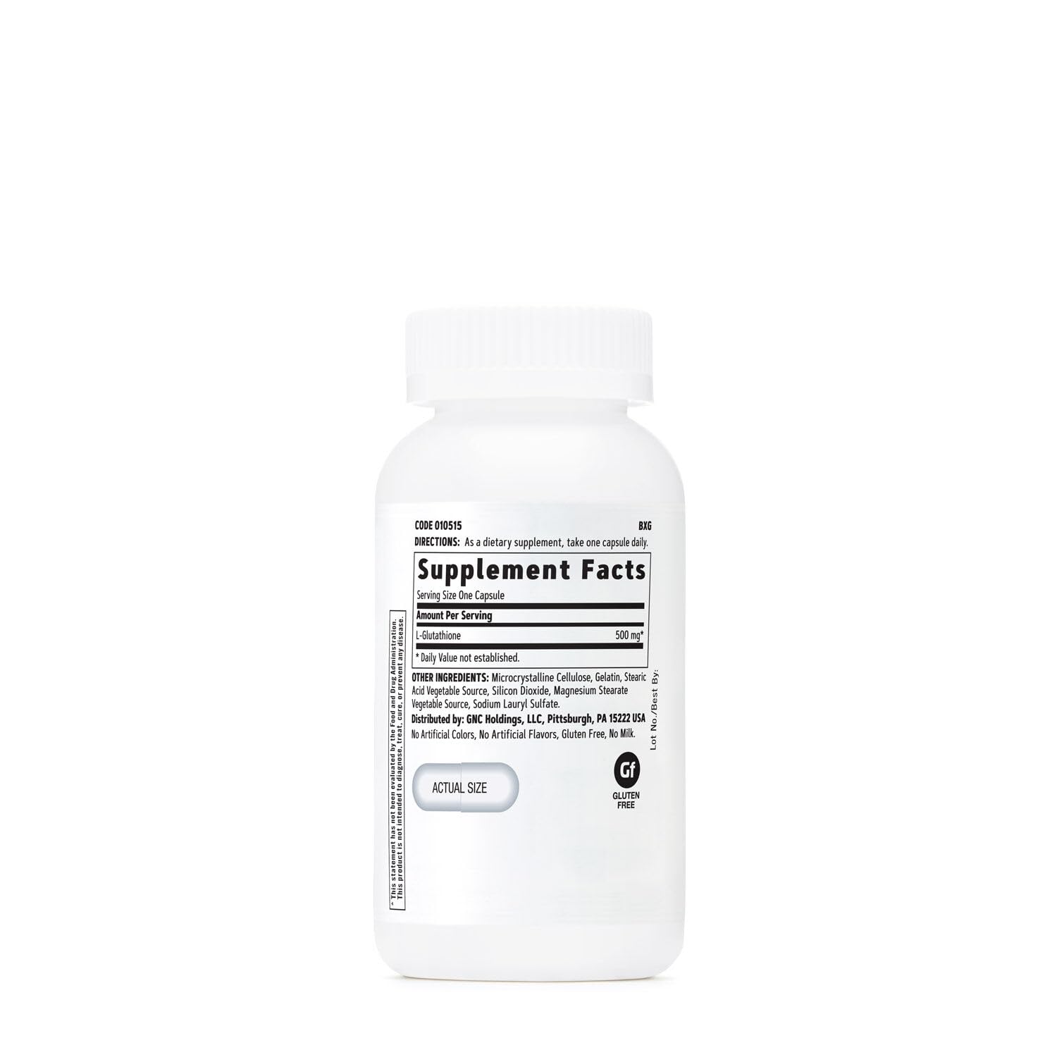 GNC Glutathione 500mg capsules pack, convenient daily immune support