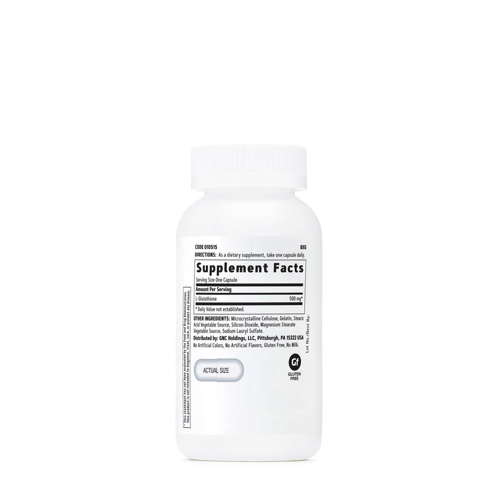 GNC Glutathione 500mg capsules pack, convenient daily immune support