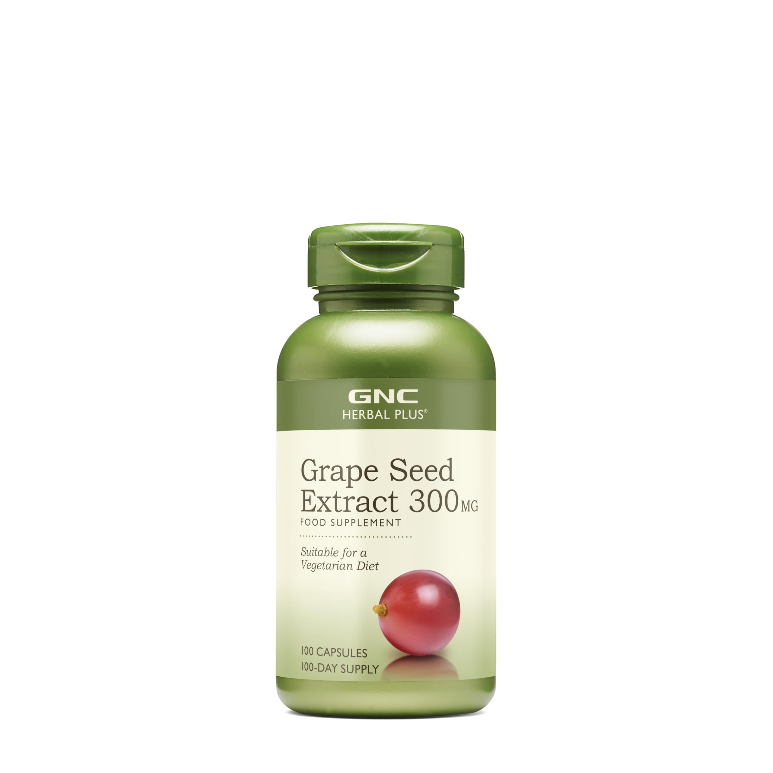 GNC Herbal Plus Grape Seed Extract 300mg bottle for daily antioxidant support.