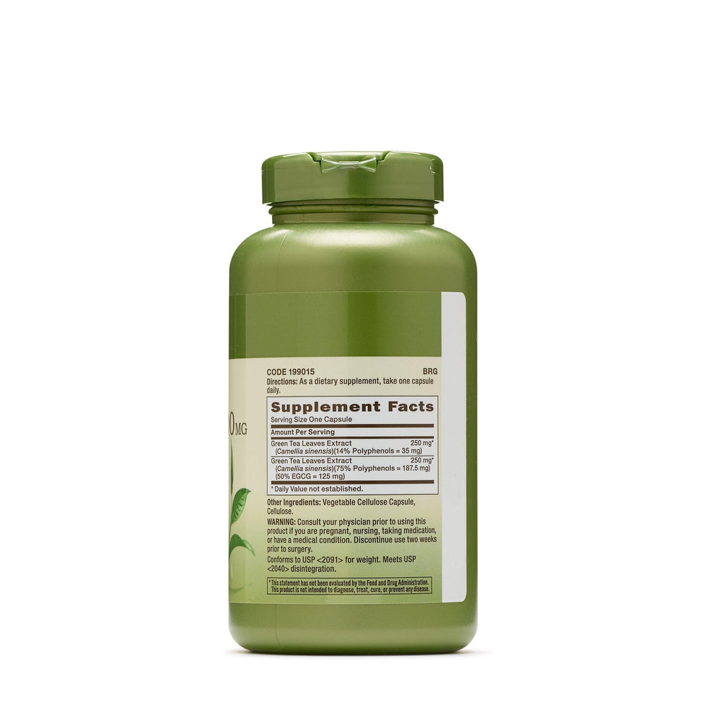 GNC Herbal Plus Green Tea Complex label showing ingredients and vegetarian formula
