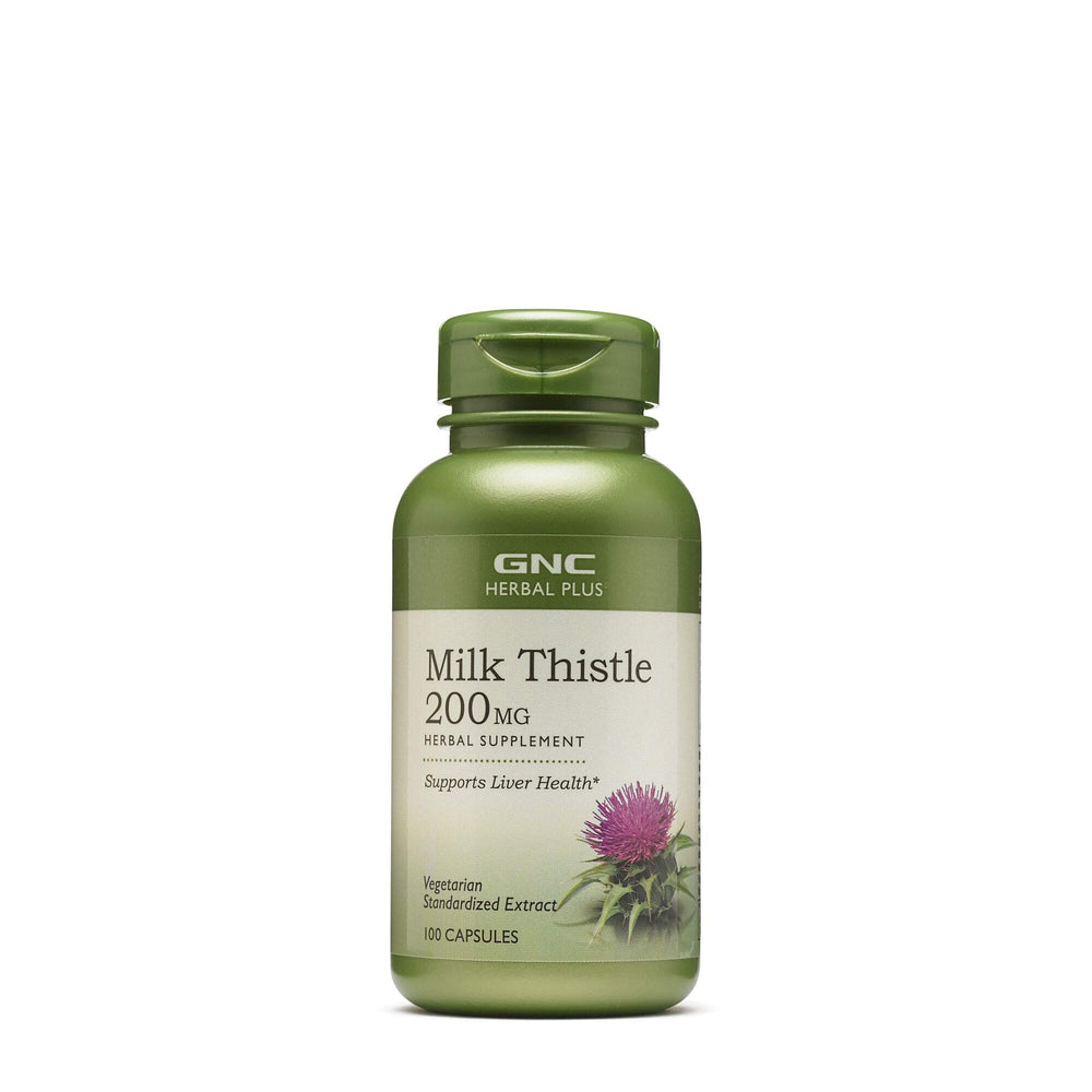 GNC Herbal Plus Milk Thistle bottle with capsules for daily liver support
