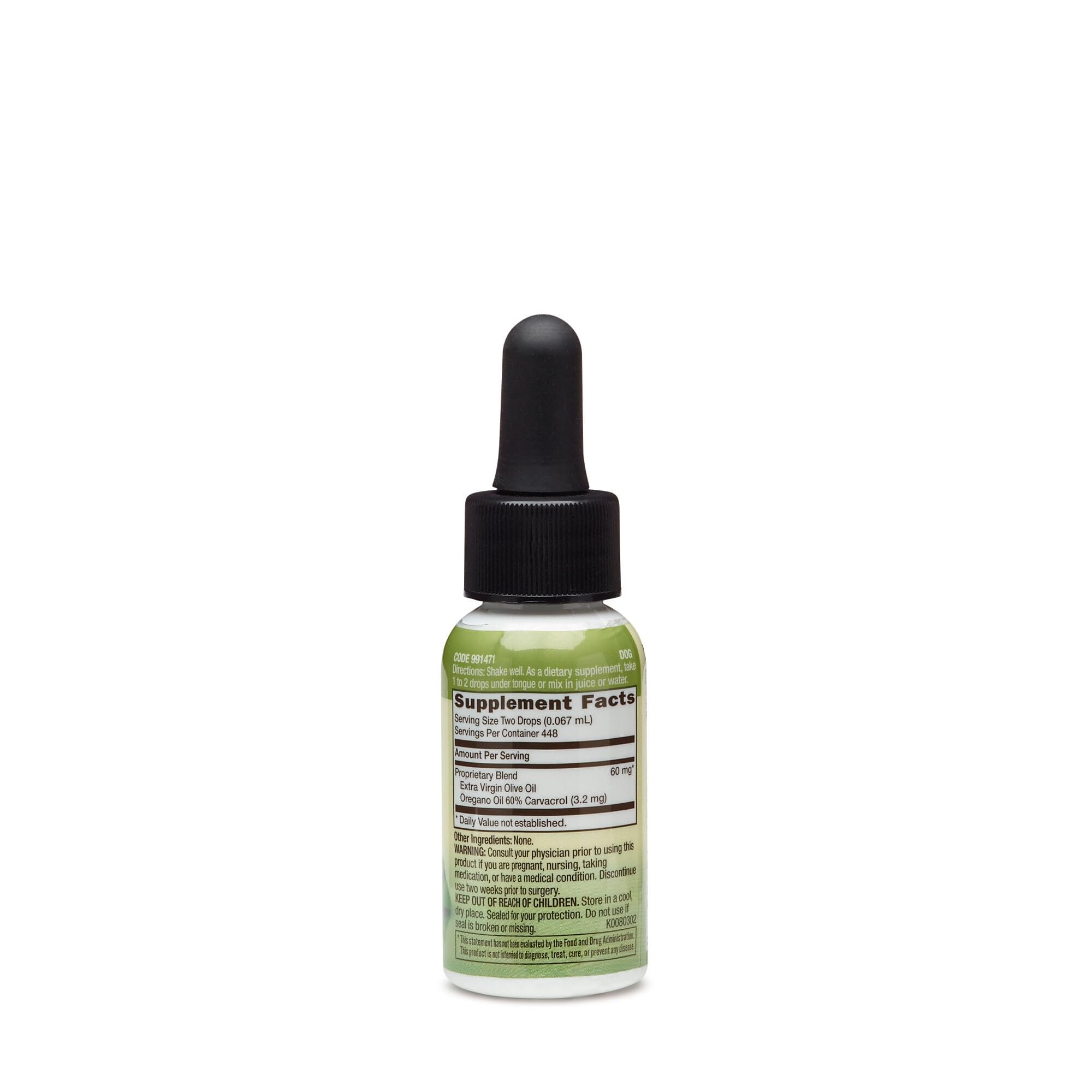 GNC Herbal Plus Oregano label close-up highlighting vegetarian, standardized extract.
