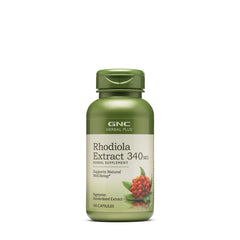 GNC Herbal Plus Rhodiola Extract bottle close-up signaling daily resilience support