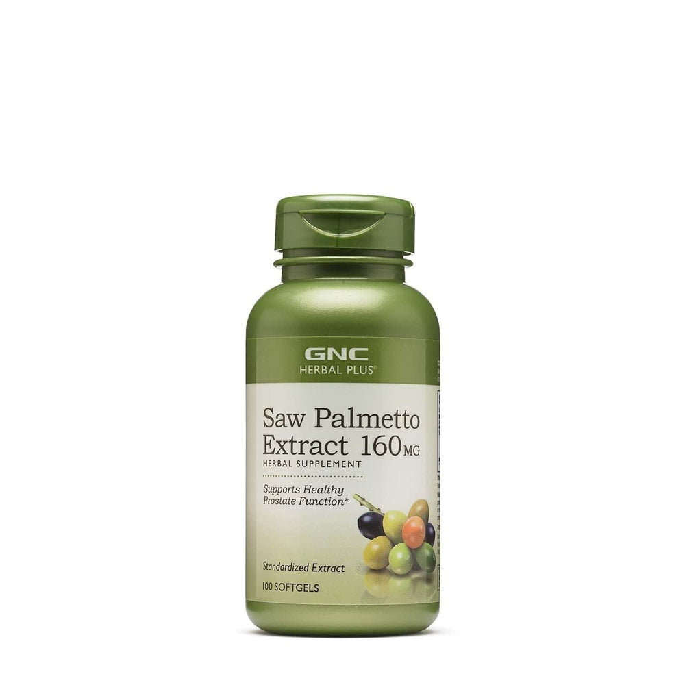 GNC Herbal Saw Palmetto Extract 160mg bottle — supports prostate health potential.