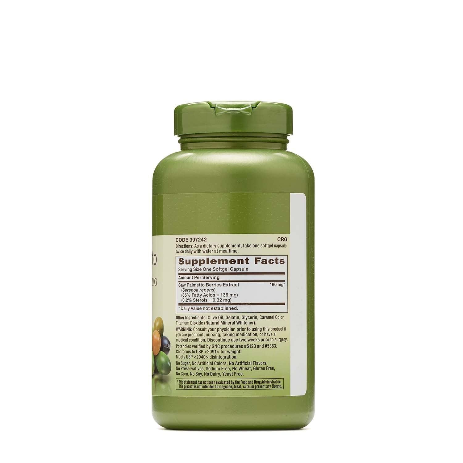 GNC Herbal Saw Palmetto 160mg capsules for everyday use and long-lasting supply