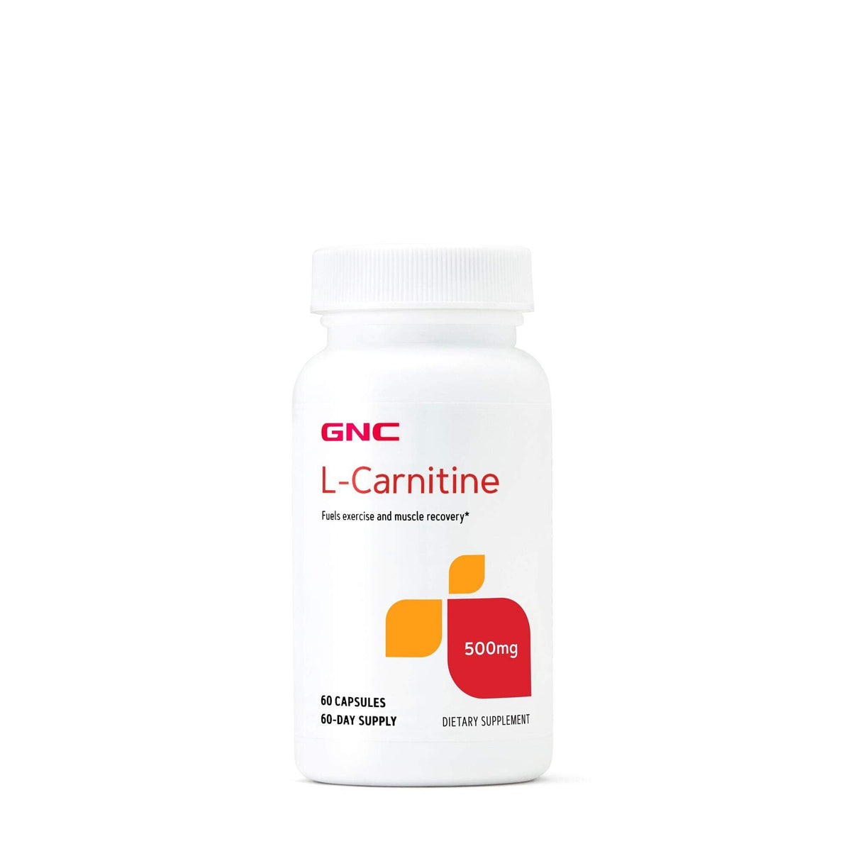 GNC L-Carnitine 500mg bottle front view for daily metabolism support.