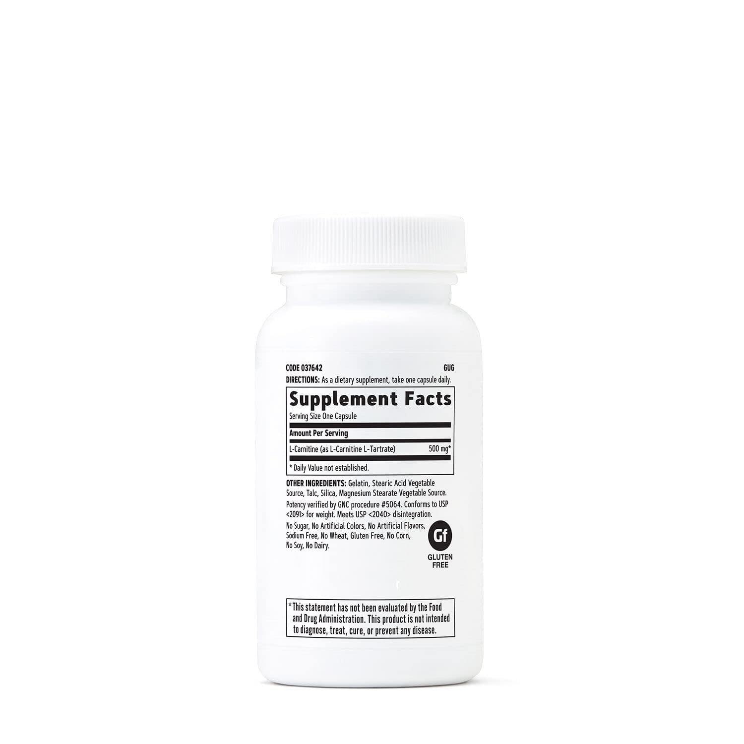 GNC L-Carnitine 500mg capsules close-up highlighting supplement form.