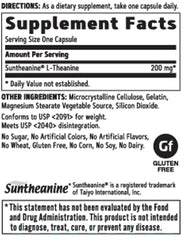 GNC L-Theanine 200mg capsules closeup highlighting easy daily intake