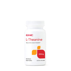 GNC L-Theanine 200mg bottle suggesting relaxation and daily calm use