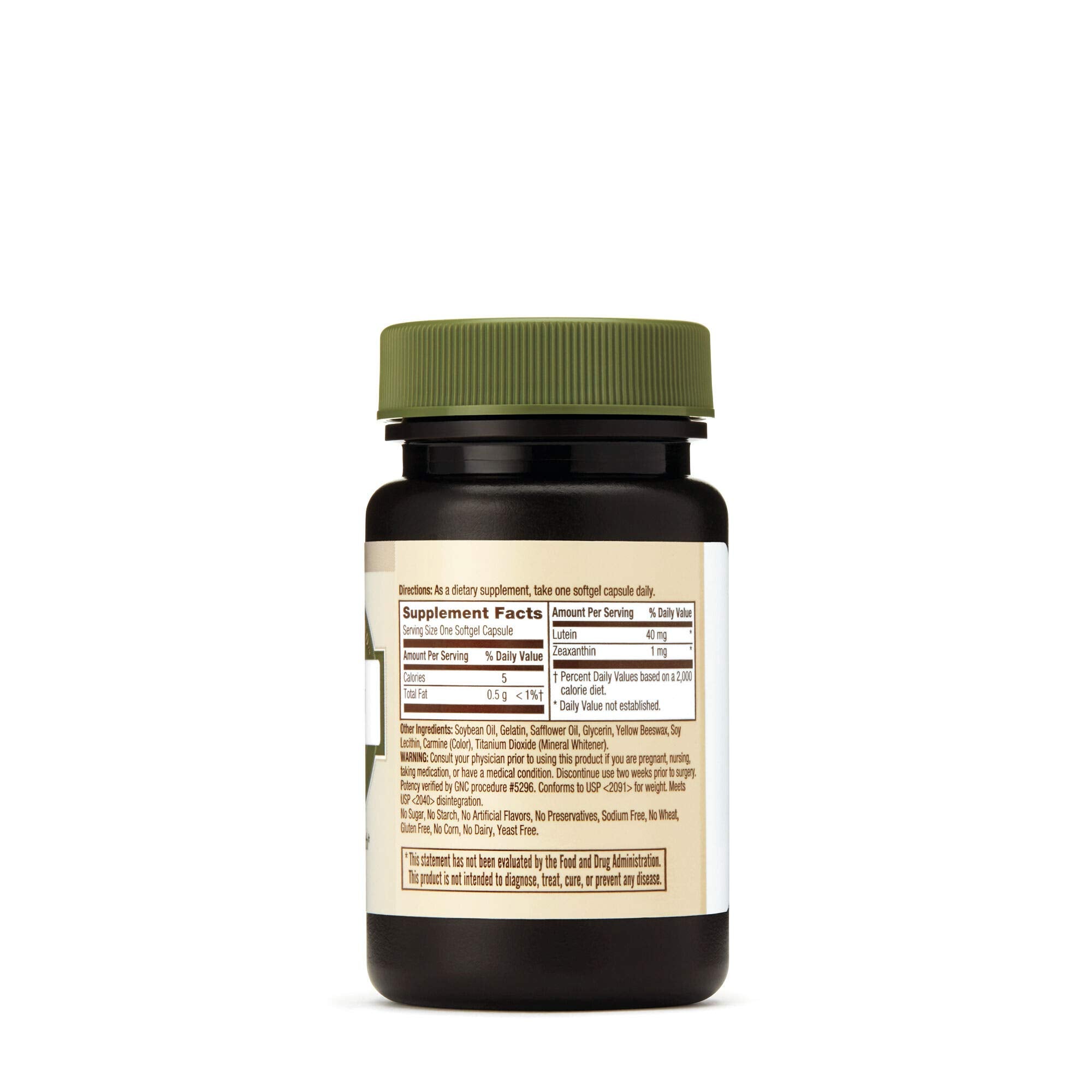 Close up of GNC Lutein 40mg softgels highlighting antioxidant use