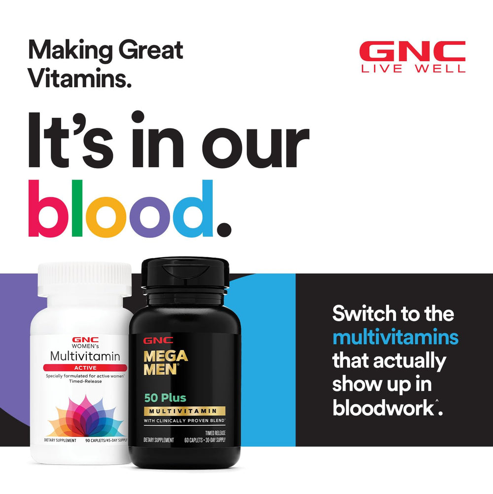 Morning routine with GNC Mega Men 50 Plus bottle ready to take.