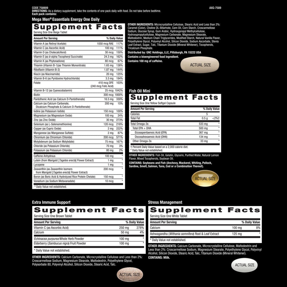 GNC Mega Men Omega-3 fish oils image stresses heart and brain health.
