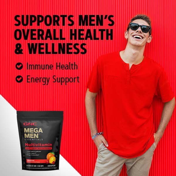 GNC Mega Men Soft Chew with B vitamins to support energy production.